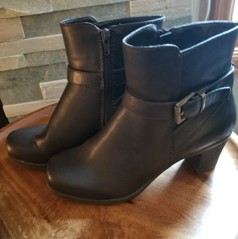 Rich brown ankle boot with great buckle detail